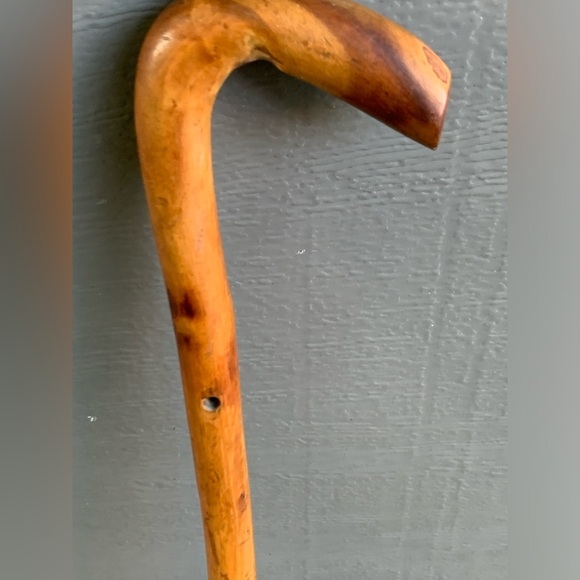 Antique Artisan Hand Crafted Metal Tip Solid Root Wood Cane Walking Stick - Picture 3 of 16